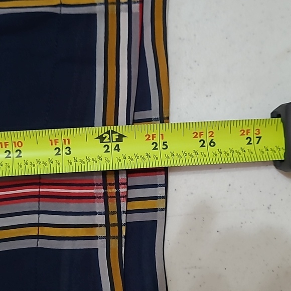 Crown & Ivy Colorful Plaid Semi Sheer Top with Ruffled neck size XL - Picture 7 of 8